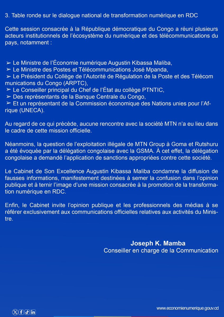 Ministère de l'Économie Numérique - RDC tweet media