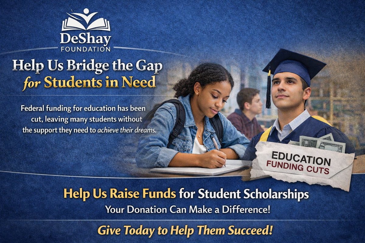 RonDeShay's tweet photo. Bridge the Gap for Students in Need!Federal funding for education is down,leaving students struggling to reach their dreams.Your gift to the DeShay Foundation helps provide scholarships,and essential resources.Donate today to make a difference!#Education  https://t.co/KseVmjrfvt https://t.co/WPQ6DPISzQ