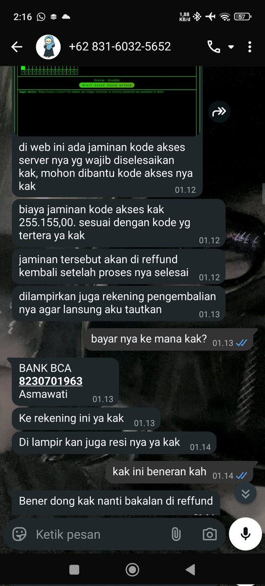 caaiaal's tweet photo. dia ga mau refund tp minta terus dengan dalih jaminan kode akses https://t.co/UaXvZquaAn