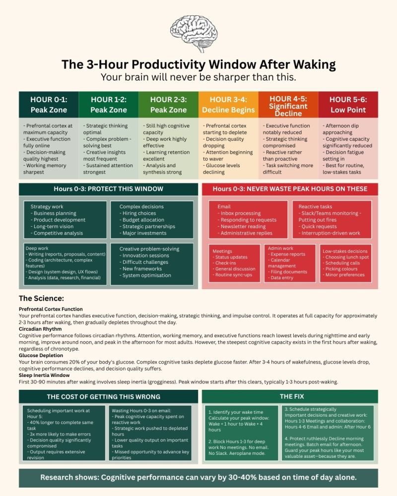 The 3-Hour Productivity Window After Waking