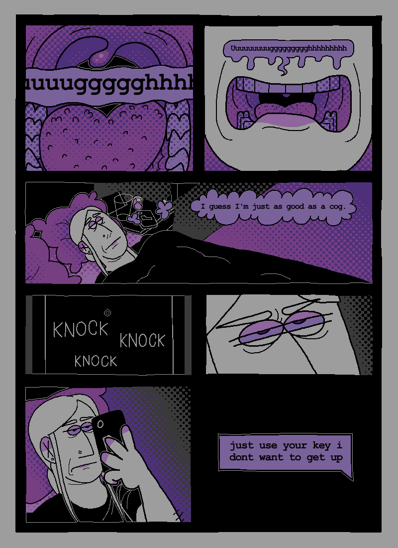 pages 73 + 74 of The Widower Cannibal
its really great that bat has a friend he trusts enough to have a key to his apartment right guys
archive below