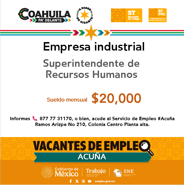 SNEACUNA's tweet photo. 📢 ¡Vacante de empleo en  #Acuña!    
 Inglés avanzado

📍 Servicio de Empleo #Acuña
📌Dirección: Ramos Arizpe N° 210, esquina con calle Lerdo, planta alta, Col Centro
📞Informes: 877 77 3 11 70

Contáctanos hoy mismo.  
#CoahuilaPaDelante #APasosDeGigante #SNEparaTodo https://t.co/NkkcBNmtF1