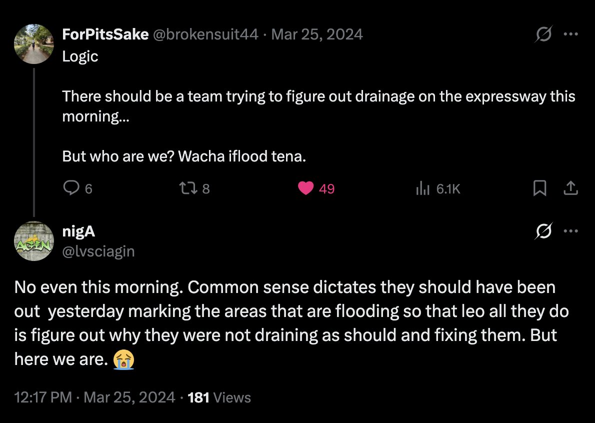 2 years ago almost to the date. Bado we are plagued by the same issues <a href="/brokensuit44/">ForPitsSake</a> and many others were complaining about. This time it seems the road hapo chini ndio most impacted by the floods.