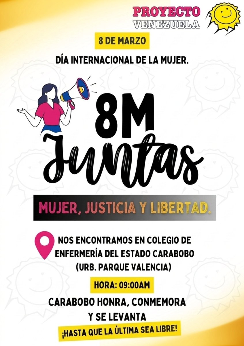 ProVe_Carabobo's tweet photo. Decir Carabobo es decir MUJER. ✊🏼🇻🇪
​Este 8 de marzo no es solo una fecha en el calendario; es el eco de las que luchan y de las que se niegan a rendirse. Nos unimos por las que están, por las que resistieron y por cada mujer que sigue esperando justicia.
ASISTE! 🇻🇪 https://t.co/CqRtMtJbRZ