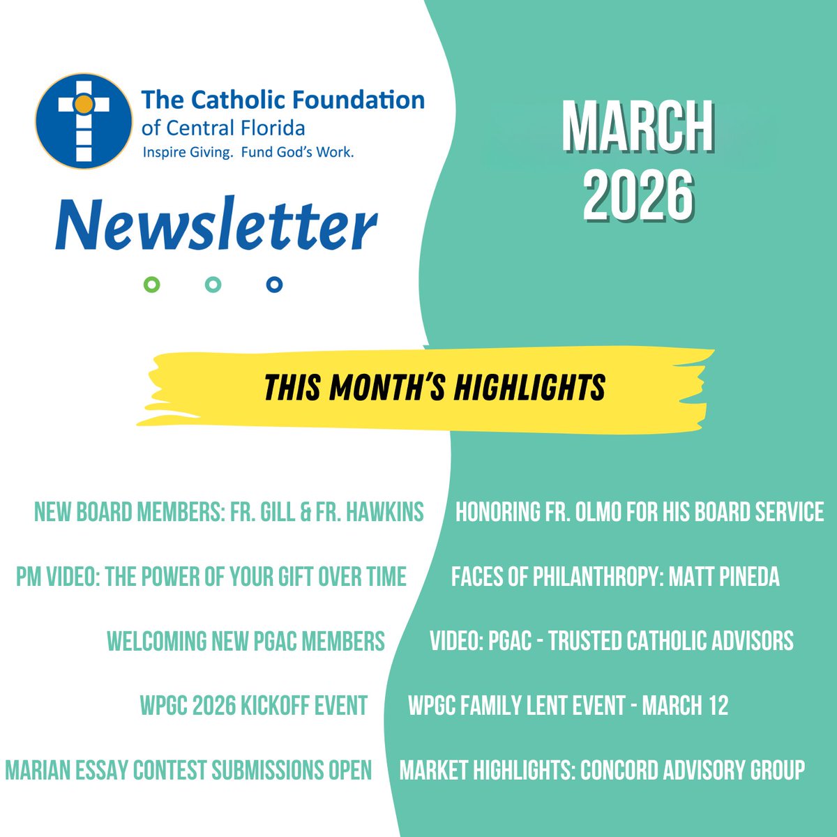 Our March Newsletter is here! Discover The Power of Your Gift Over Time: The Everlasting Fund and how endowment giving creates lasting impact for the Church and future generations. We also honor St. Katharine Drexel’s legacy of generosity.

Read more: tinyurl.ee/CFOCFMarch2026…