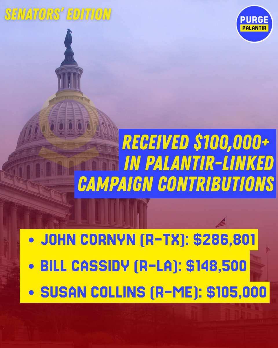 PurgePalantir's tweet photo. If #Palantir helping inform assessments ahead of Israeli and U.S. strikes in 2025—and now profiting from the U.S. war on Iran—represents a conflict of interest, what about the politicians who took Palantir-linked donations and voted for the war in Iran? https://t.co/OXy0S8AnVE
