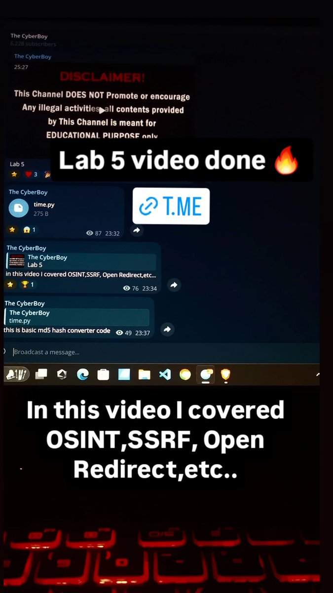 Cyberboy_404's tweet photo. Lab 5 video out!
Check telegram https://t.co/ZoEpf1P4HV