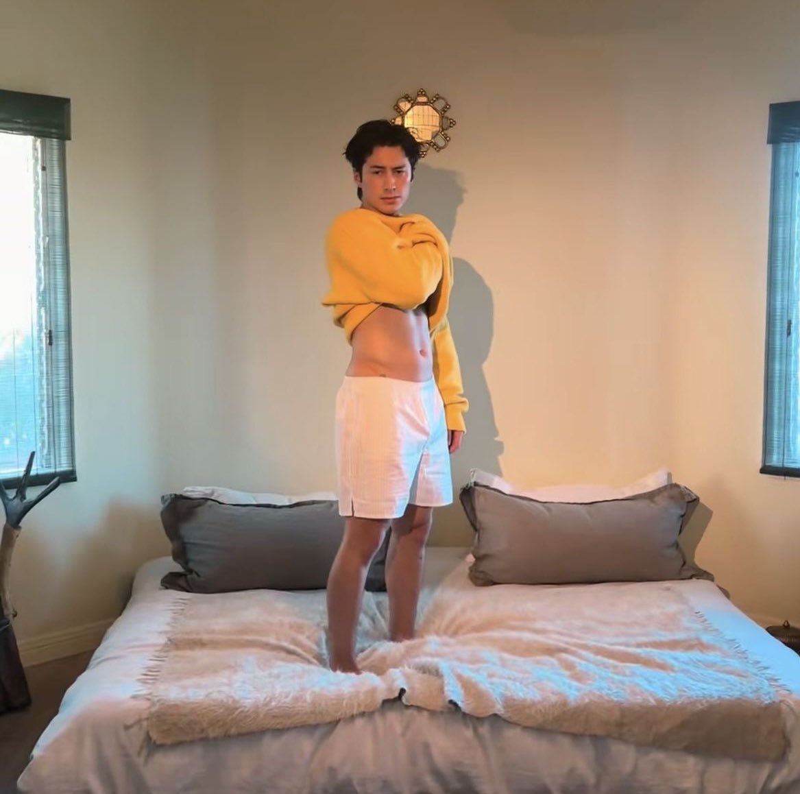 one little monkey jumping on the bed