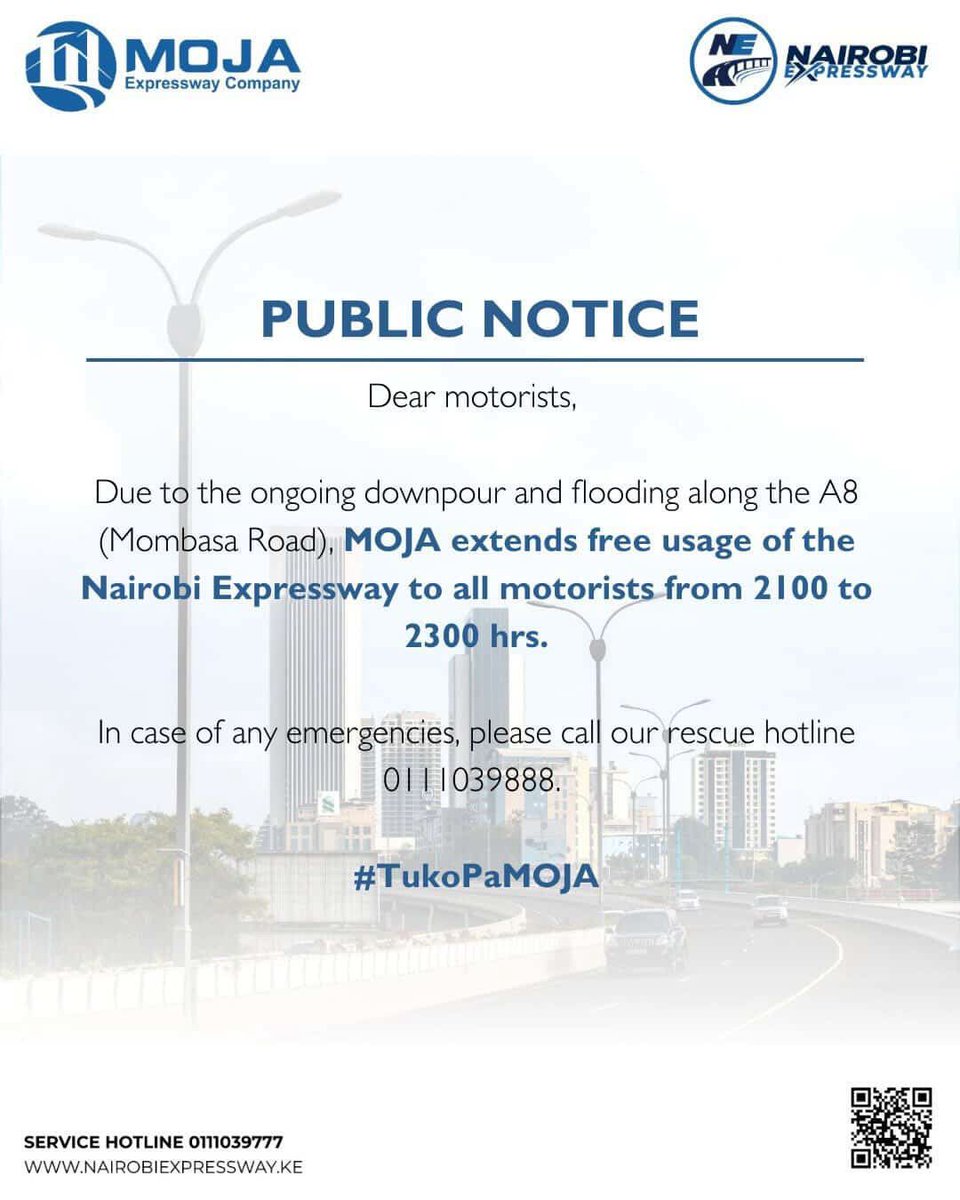 Safinewsmedia's tweet photo. Nairobi Expressway extends an olive branch to all motorists fro 9pm-11pm following heavy downpour #HonouringNgeno #christreturnsigns
RIP Ngong Nairobi Ksh 20 Maasai Mara University July and August
DCP Gravediggers
Nairobi Sakaja South C #EventsToChristReturn
Witness eliminated https://t.co/WZEYnFkoFO