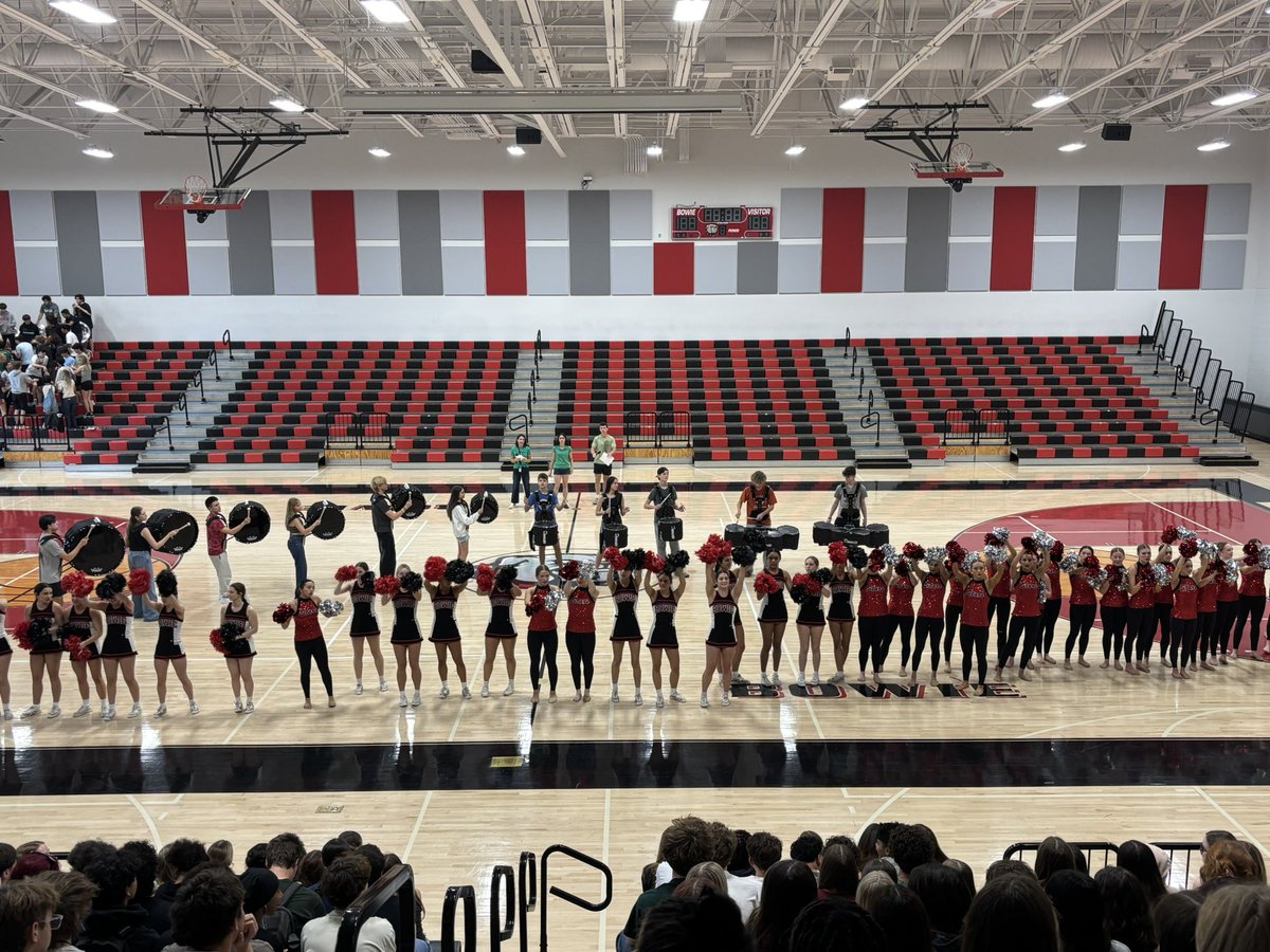 AISDBowie's tweet photo. Spring pep rally! Showing our support for soccer, tennis, golf, lacrosse, baseball and softball! Go DAWGS! @AISDBowie https://t.co/ShzkhMGV96