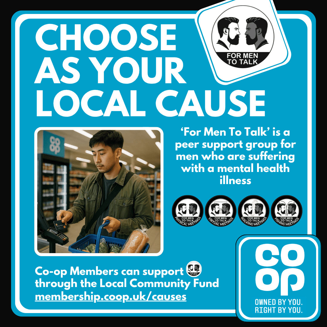 ForMenToTalk's tweet photo. Your local @coopuk and your choices matter. Select @formentotalk as your Local Community Fund cause and help us continue our mission. Visit https://t.co/rHujMEjIjG #mensmentalhealth #mentalhealth #coop #cooplocalcommunityfund #cooplocalcause #LocalCommunityFund https://t.co/DV5WegnKfP