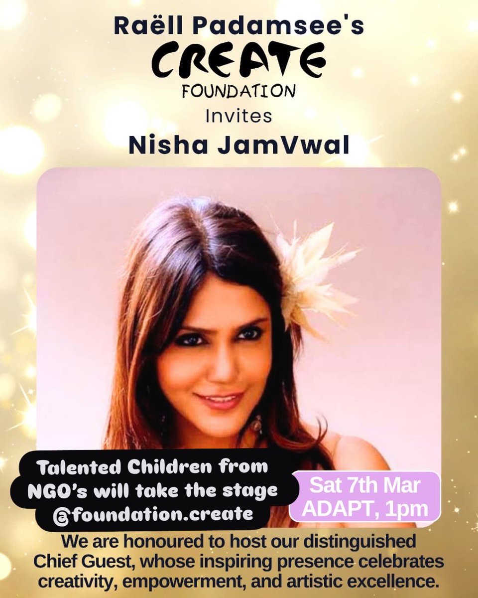 🧿🧿🧿 Honoured to be #ChiefGuest at <a href="/RAELLPADAMSEE/">RAELL PADAMSEE</a> #Ace for #CREATEFoundation #PerformanceDay this #WomensDay at ADAPT 🪷

<a href="/FoundationCreat/">CREAT FOUNDATION</a> in memory of Pearl &amp; #AlyquePadamsee champions #inclusiveeducation

#NishaJamVwal #CreateFoundation #RaellPadamsee #WomensDay2026
