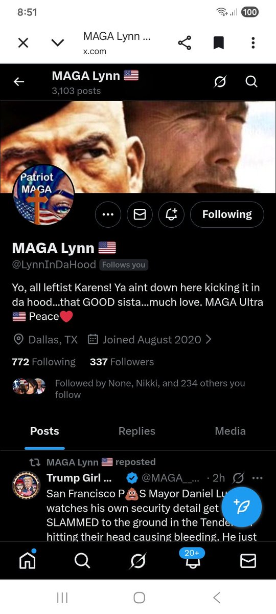 Patriots looking for new connections 
<a href="/LynnInDaHood/">MAGA Lynn 🇺🇸</a> 
<a href="/HattiesClemy/">HattiesClemy 🫡 🇺🇸 🐶</a> 
🇺🇸