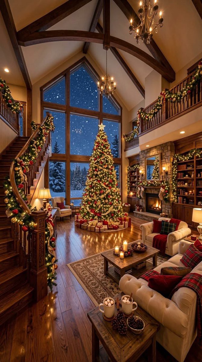 Cozy up to the magic of Christmas all year round with a warm and inviting glow from your fireplace , perfectly complemented by twinkling festive lights !