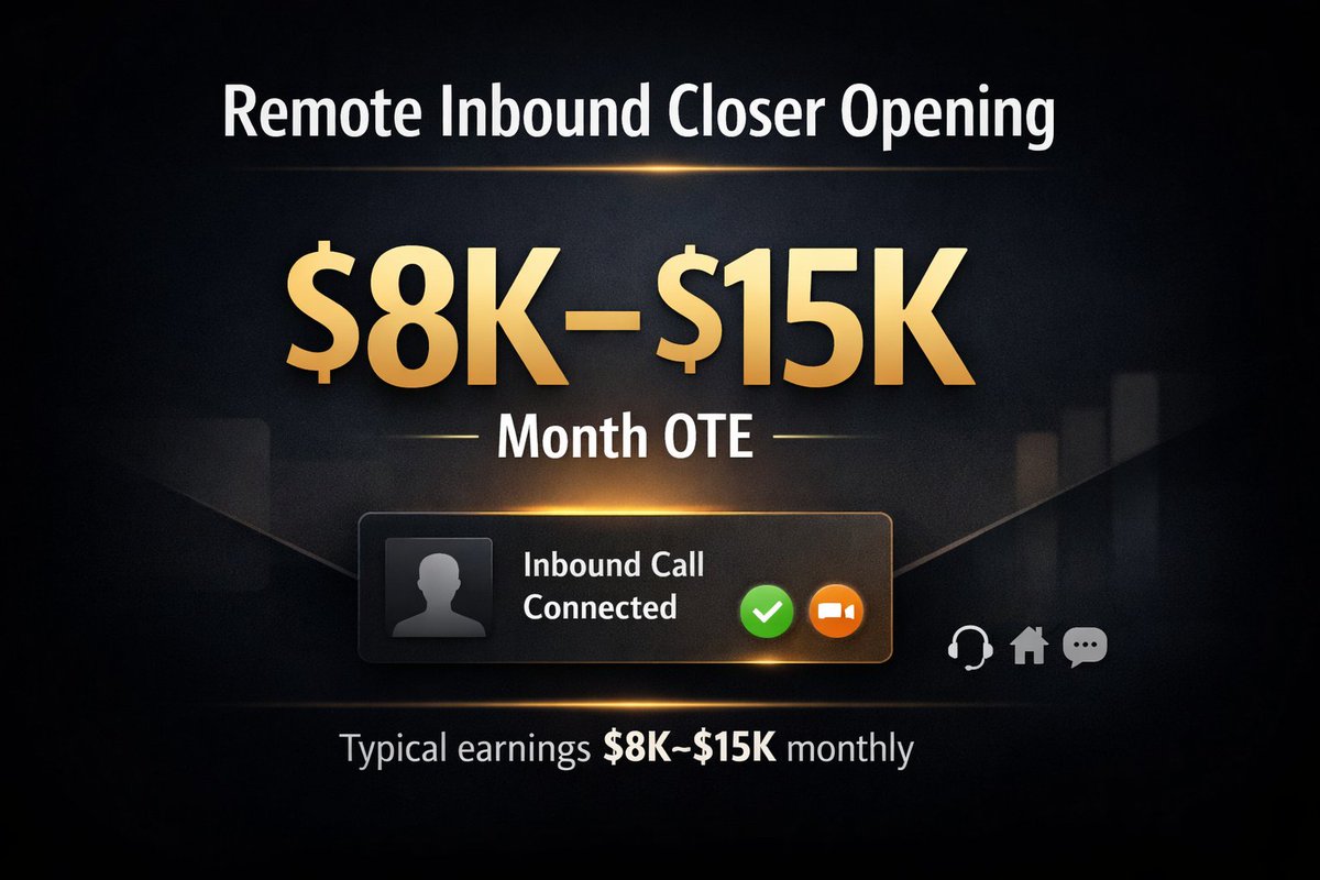 zelsrn_'s tweet photo. Quick alert inbound + remote closing position is live now.
They do about $2.5M+ per year in sales.
The offer price is $4,900.
That’s about $490 per sale.
There are also cash bonuses for bigger months.
$8K–$15K per month OTE
Comment “inbound closer” &amp; DM meto APPLY https://t.co/kyWEpEVLQe