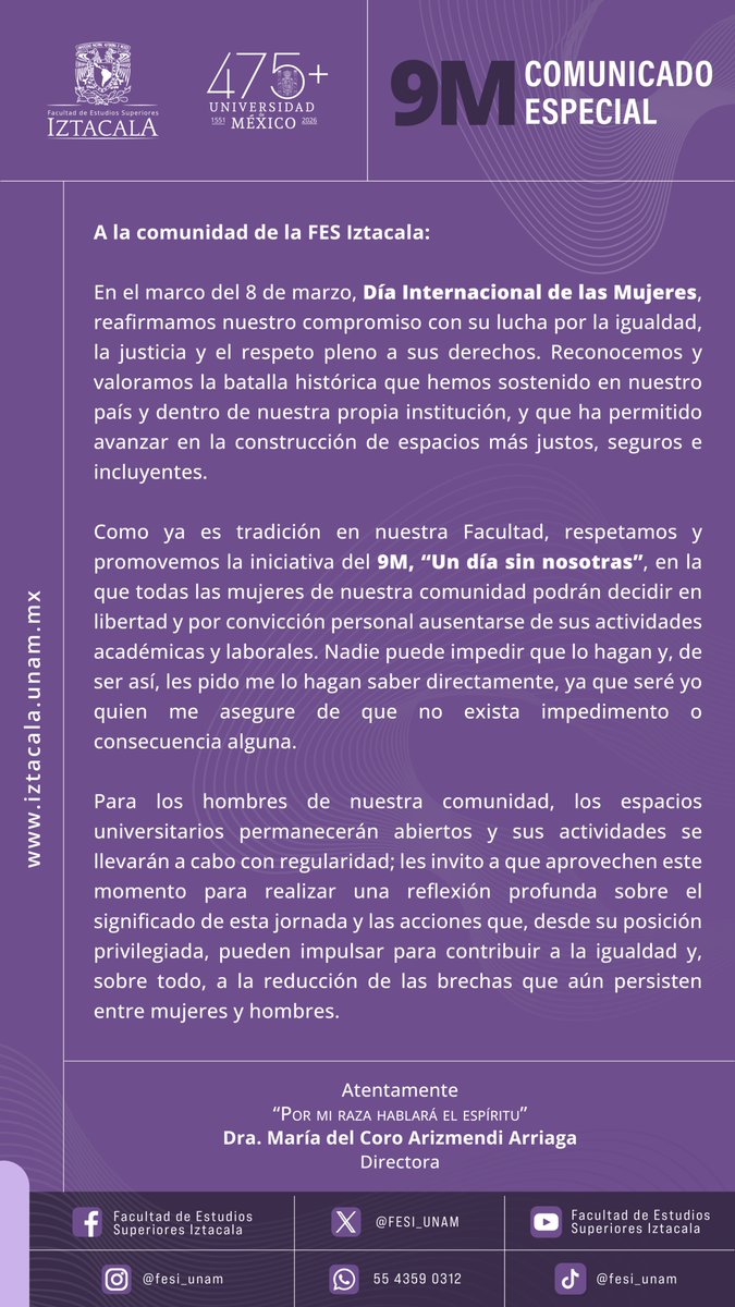 FESI_UNAM's tweet photo. #ComunicadoFESI #FESI #UNAM https://t.co/HcIGxezeBQ