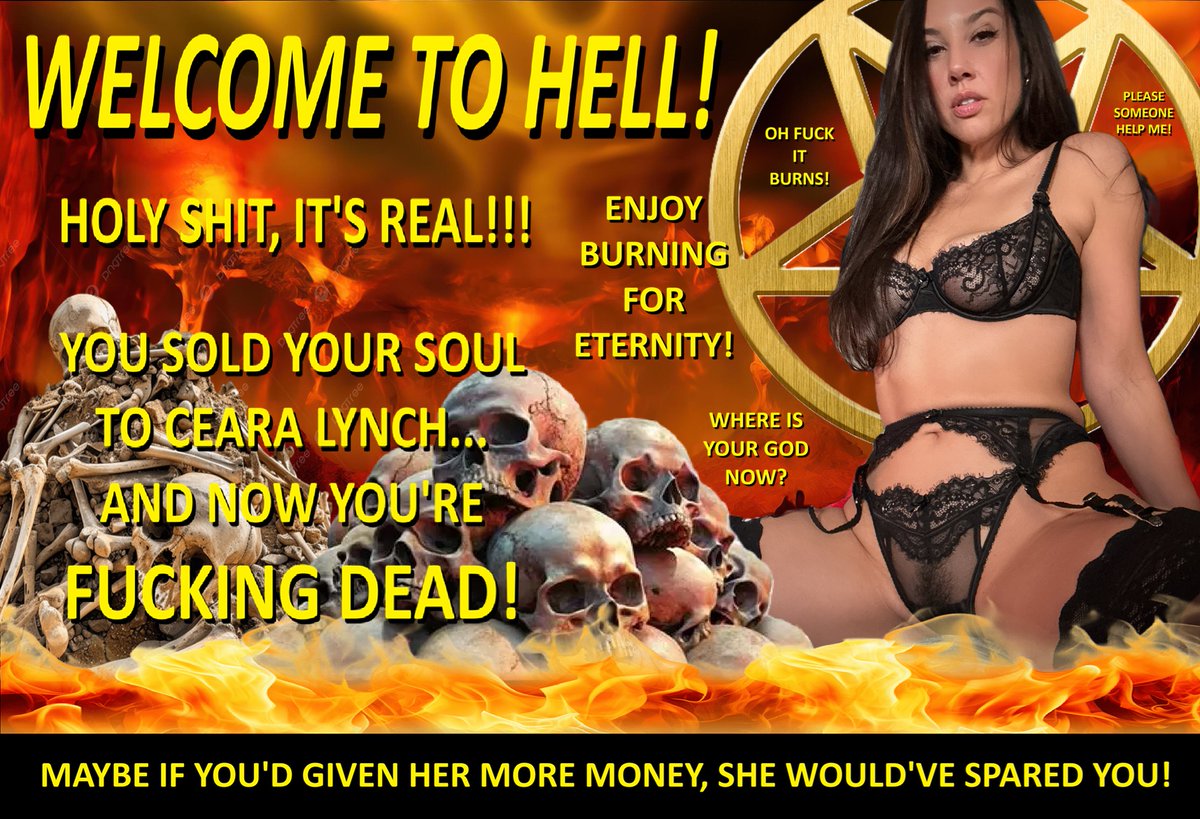What happens if you don't submit completely to <a href="/cearalynch/">Ceara Lynch</a> and give her everything?  Welcome to the tenth circle of Hell - Ceara's Inferno! 
🔥👿💀🪦🔥 🤑😵‍💫