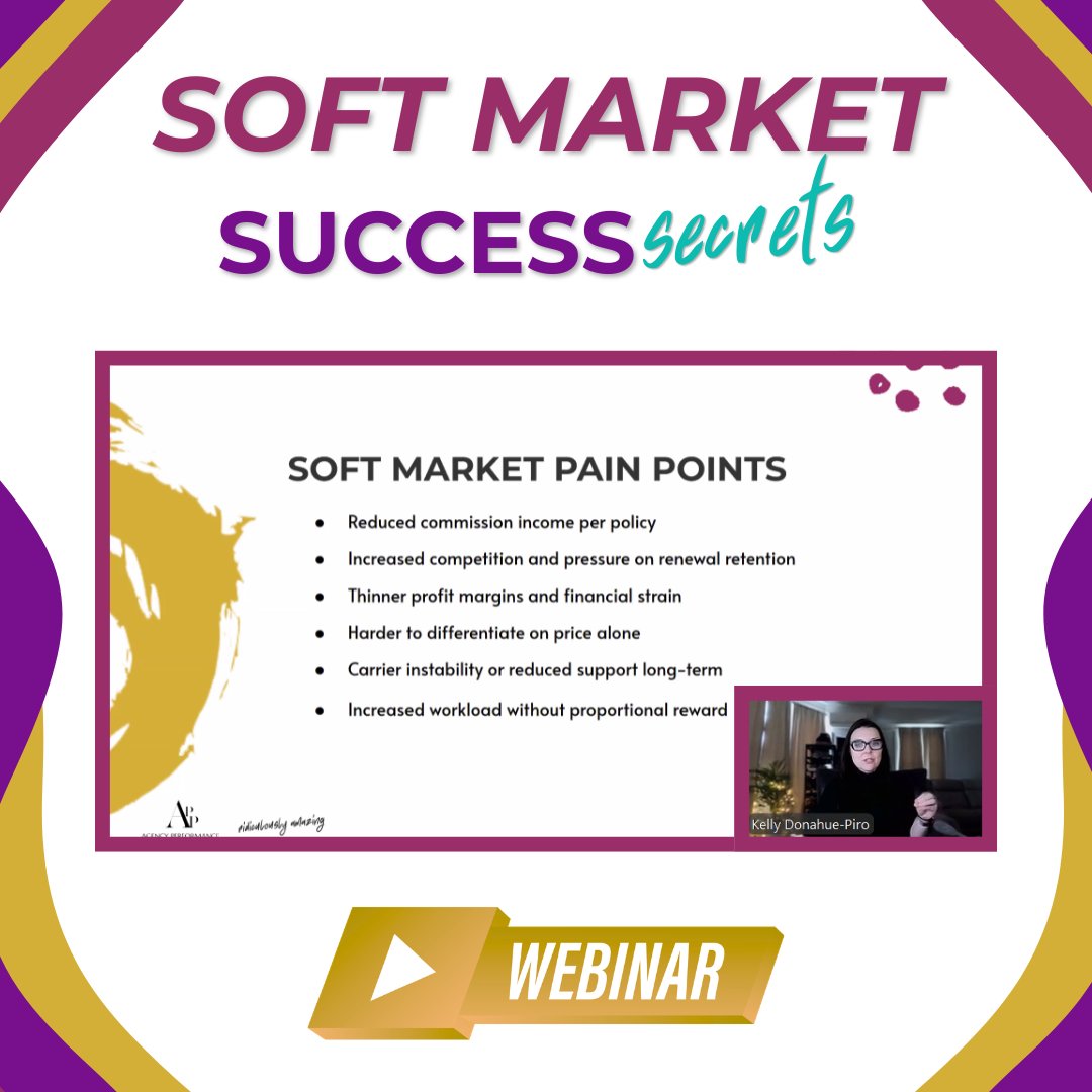 Appsinsurance's tweet image. 🚨 It’s Not Too Late to Join Our Soft Market Webinar Series

We just wrapped up the first session of our Q2 2026 Soft Market Webinar Series, where Kelly Donahue-Piro covered Soft Market Symptoms &amp;amp; How to Pivot with agents who want to stay ahead of market changes

#InsuranceAgents
