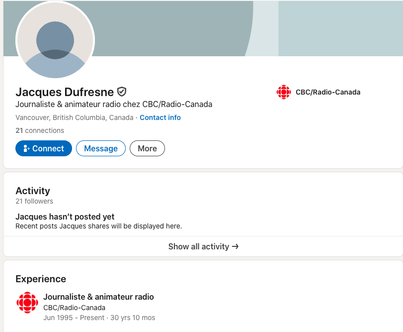MarcCardoso4's tweet photo. Radio Canada fait un reportage sur l'ouverture de Squamish à la francophonie... en interviewant Jacques Dufresne, leur propre journaliste ET membre du CA du #CSF_CB. Entre-soi level expert. Pas de conflit d'intérêts😂 #FrancophonieCB #RadioCanada
https://t.co/2qjgXyEWZ1 https://t.co/uwAdytwQDs