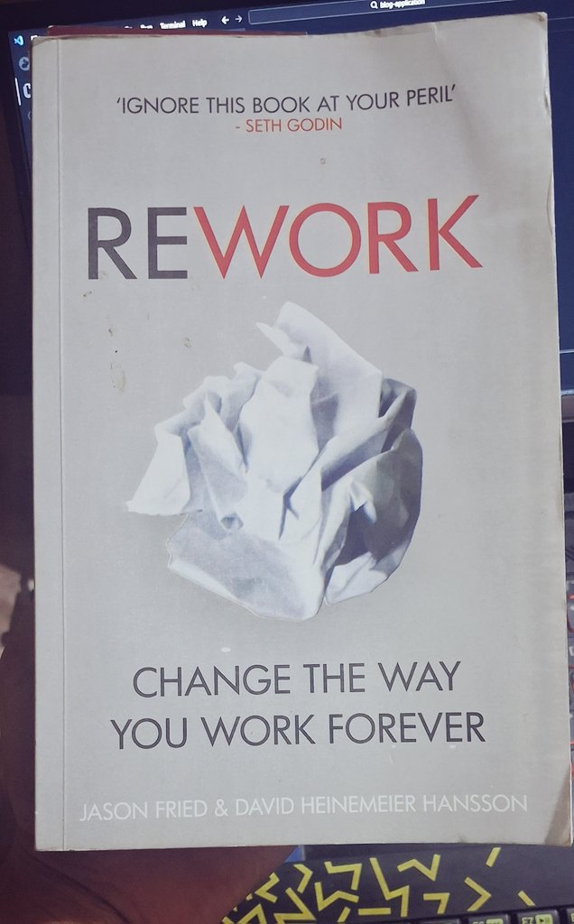 Sandip_ops's tweet photo. Just got my copy of *Rework* 📘

Starting it this week and I’ll share the best lessons I learn from it here.😄

Let’s see what insights it has 👀 https://t.co/ZHkO98uLuT