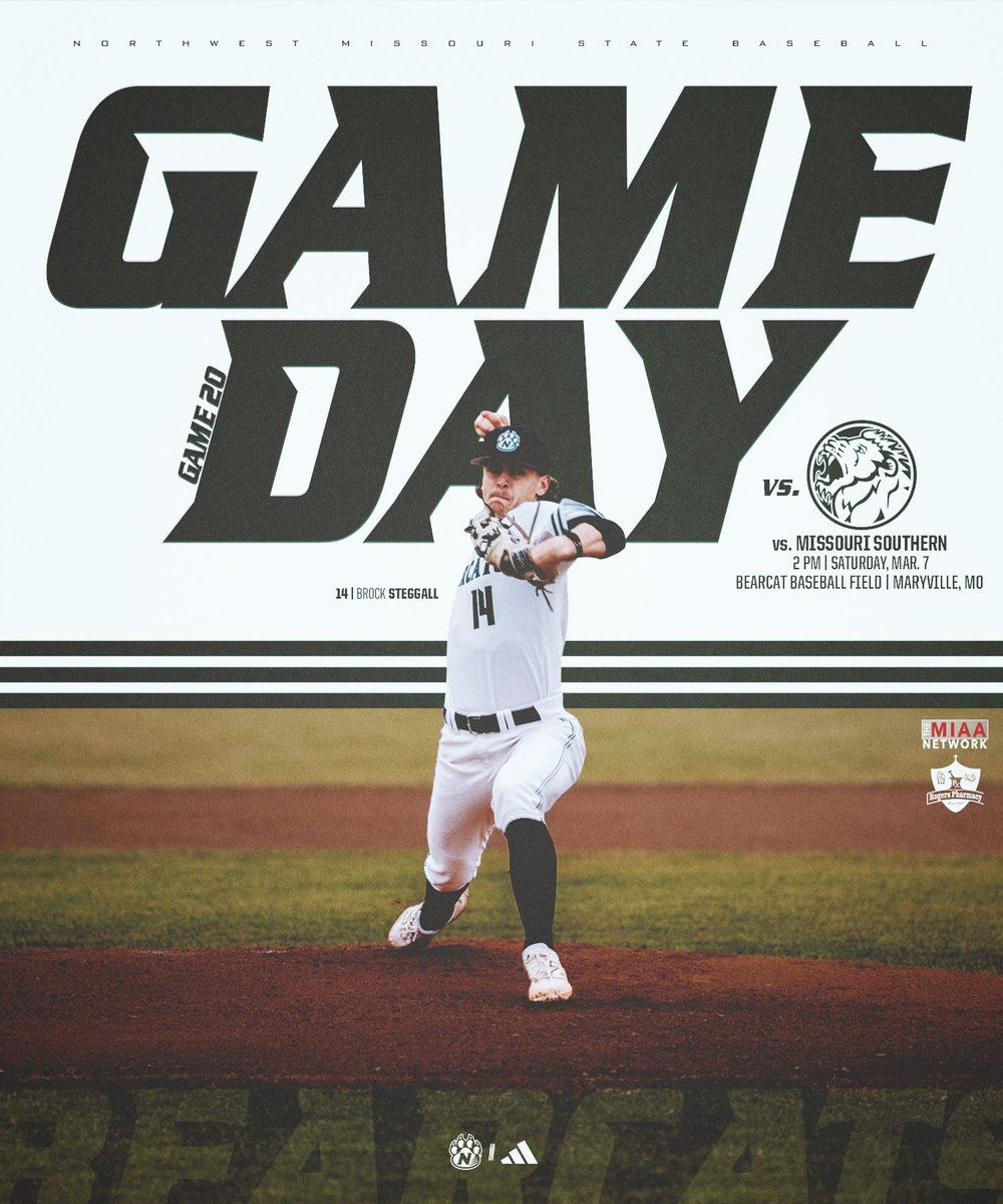 NWBearcatBSB's tweet photo. '𝙲𝚊𝚝𝚜-𝙻𝚒𝚘𝚗𝚜. It's 𝙂𝙖𝙢𝙚𝘿𝙖𝙮!

🆚: Missouri Southern
🏟️: Bearcat Baseball Field
📍: Maryville, MO
⏰: 2 PM
📺: https://t.co/7gpKHK65ZA
📊: https://t.co/RbCvsalTat

#OABAAB https://t.co/p8ivvbgTT1