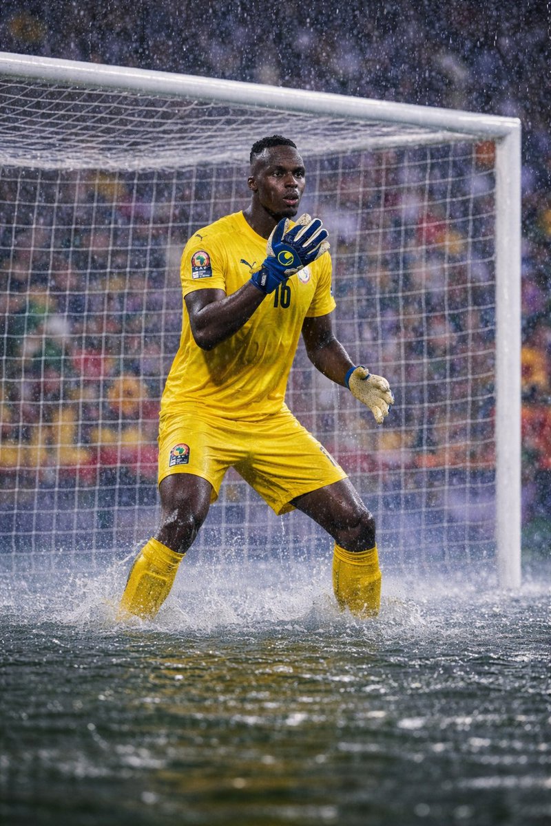 Eduoard Mendy ready for penalty shoot out during the AFCON 2027 final at the Talanta Stadium.