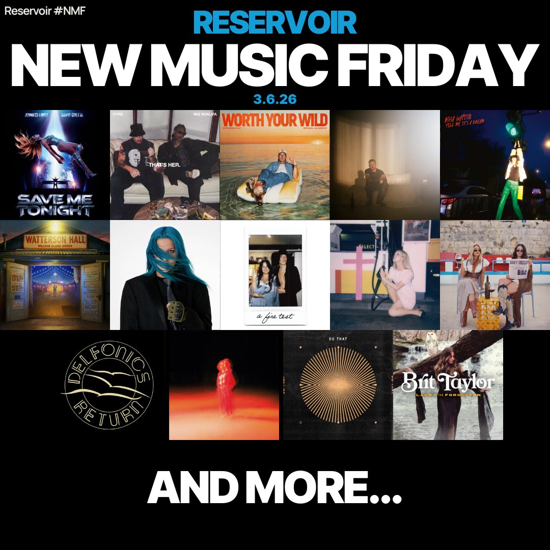 ReservoirMedia's tweet photo. #NewMusicFriday

💿@davidguetta x @JLo
🔥 CYRIL x @wizkhalifa
🛥️@russelled
🎵@Kameron_Marlowe
🎸Rosa Walton
🎤William Clark Green
🩵@charlottesands
🎹Lucy Blue
🎶Kayati
💙@LAWRENCEROTHMAN x Sarah Klang
And more!

Stream: https://t.co/3YYLOFXDWc https://t.co/bRp7raLURd