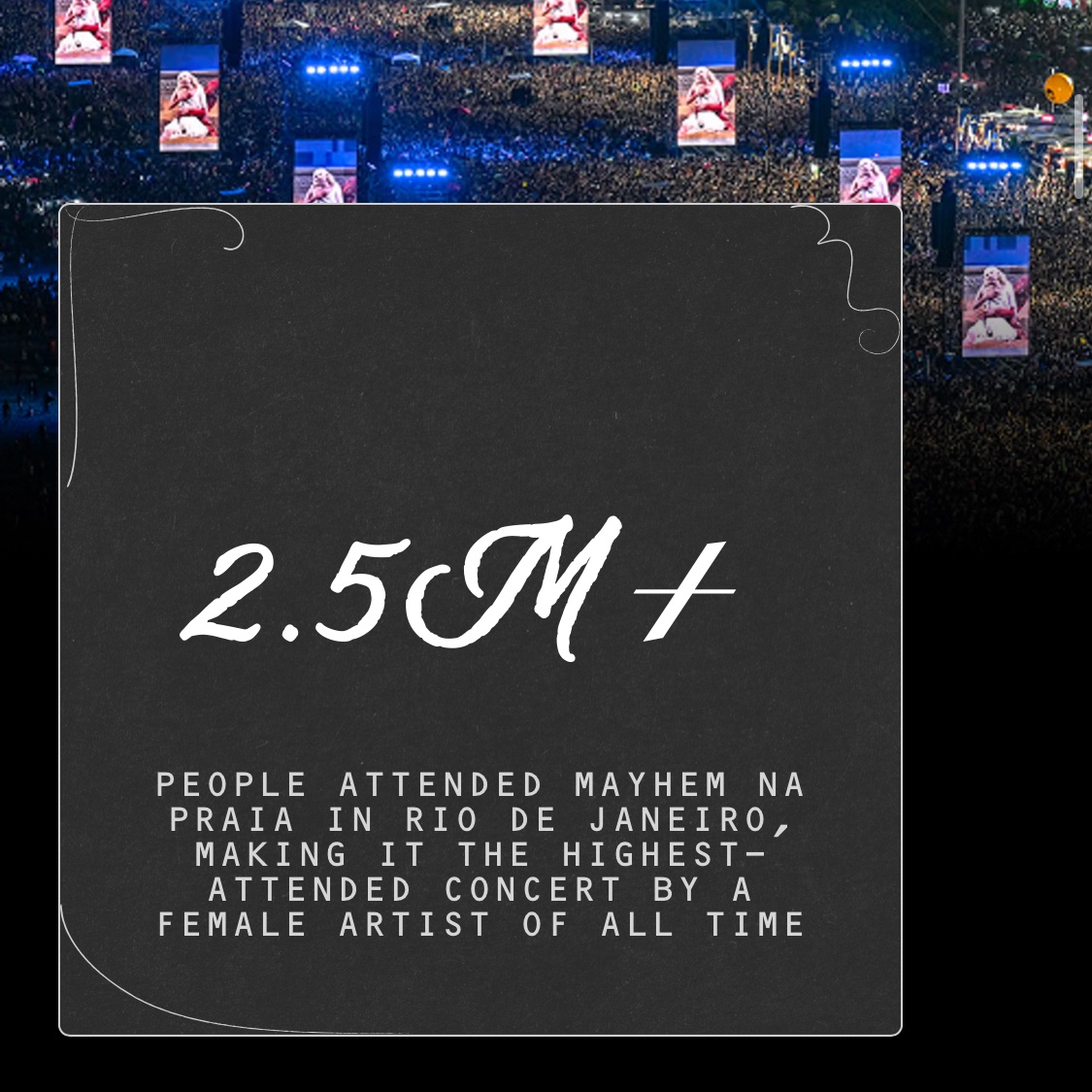 🇧🇷 Comemorando 1 ano de divulgação de verdade do “MAYHEM”, Lady Gaga destaca show recordista na Praia de Copacabana em seu site. Melhor era de uma A-List em anos.