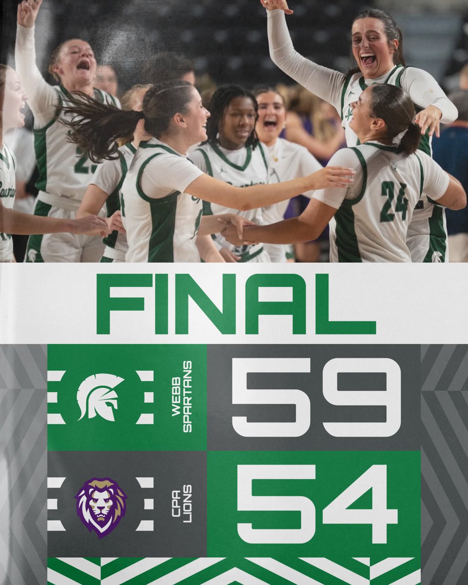 KnoxWebbSports's tweet photo. The Lady Spartans defeated CPA in the DII-AA State Semifinals yesterday in thrilling fashion. They advance to play Lipscomb Academy in the State Championship tomorrow at 11:00am CST. 

#GoSpartans ⚔️🟢⚪️ https://t.co/Nr0nmbp8ke