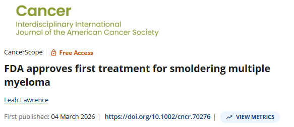 JournalCancer's tweet photo. 🚨 A milestone in #CancerScope: Patients with high-risk smoldering multiple myeloma now have the first @FDA-approved treatment: daratumumab and hyaluronidase-fihj.

Section Editor @AjayNookaMD discusses the clinical implications:
https://t.co/T5KpOUXhTA

@OncoAlert https://t.co/jl2KY74SnH