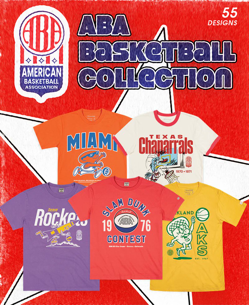 ABA nostalgia is back in fashion for Lana Sports, an Indianapolis-based company that partnered with <a href="/HomefieldApparl/">Homefield</a> to launch 55 T-shirt and sweatshirt designs celebrating bygone teams. Details at <a href="/IBJnews/">IBJ News</a>: ibj.com/articles/aba-n…