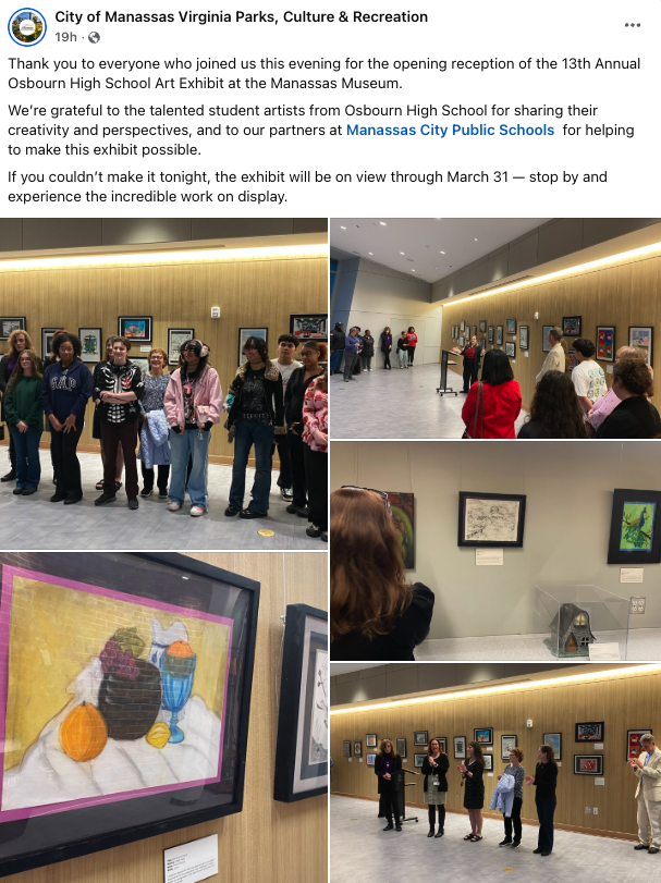 Artwork by Osbourn High School students can be seen at the Manassas Museum.