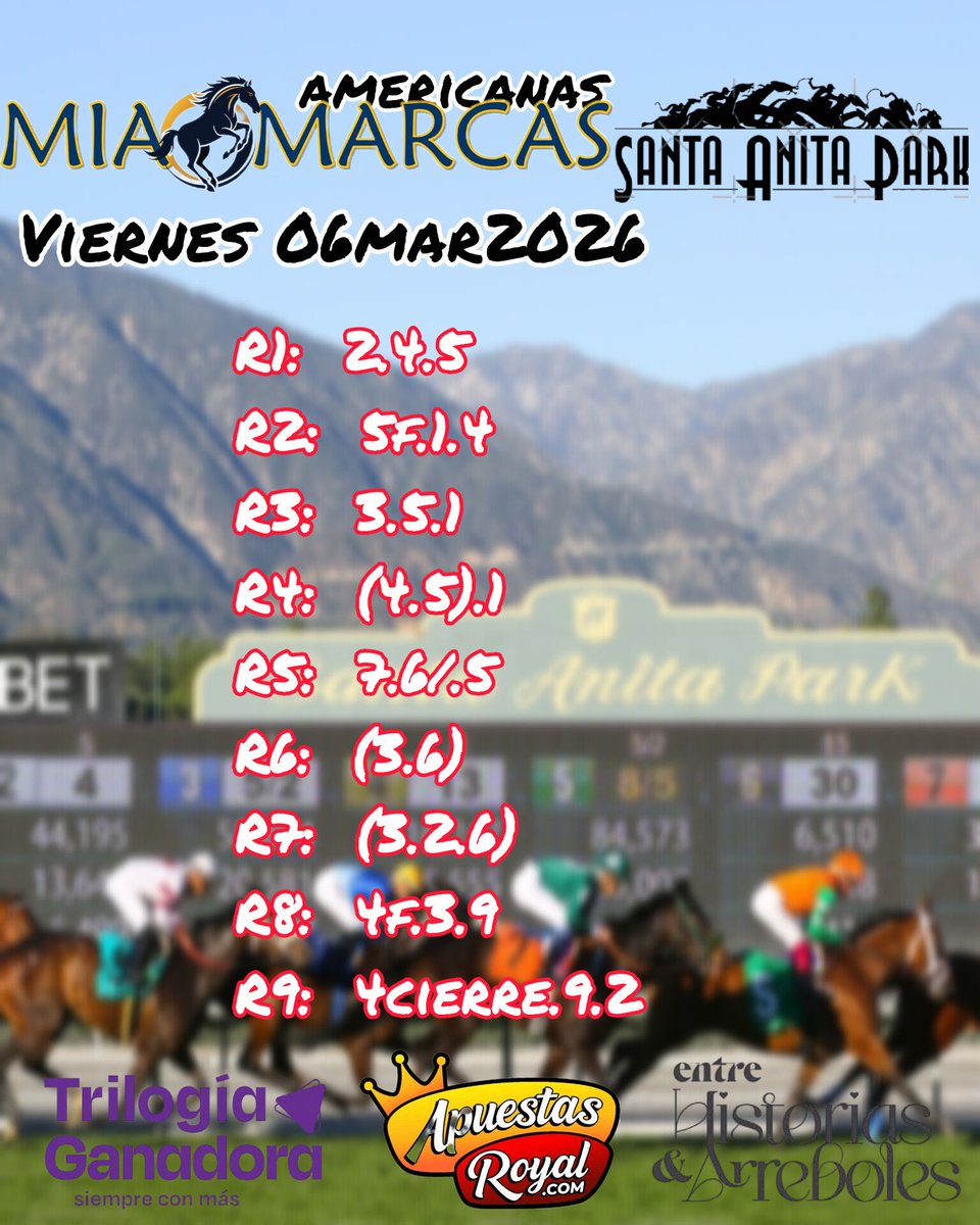MiaMarcas's tweet photo. #Hipismo #SantaAnitaPark
#MiaMarcasamericanas
Viernes 06Mar2026
#ApuestasRoyal
#TrilogiaGanadora
#AraratProduccion https://t.co/4XXKOOyv34