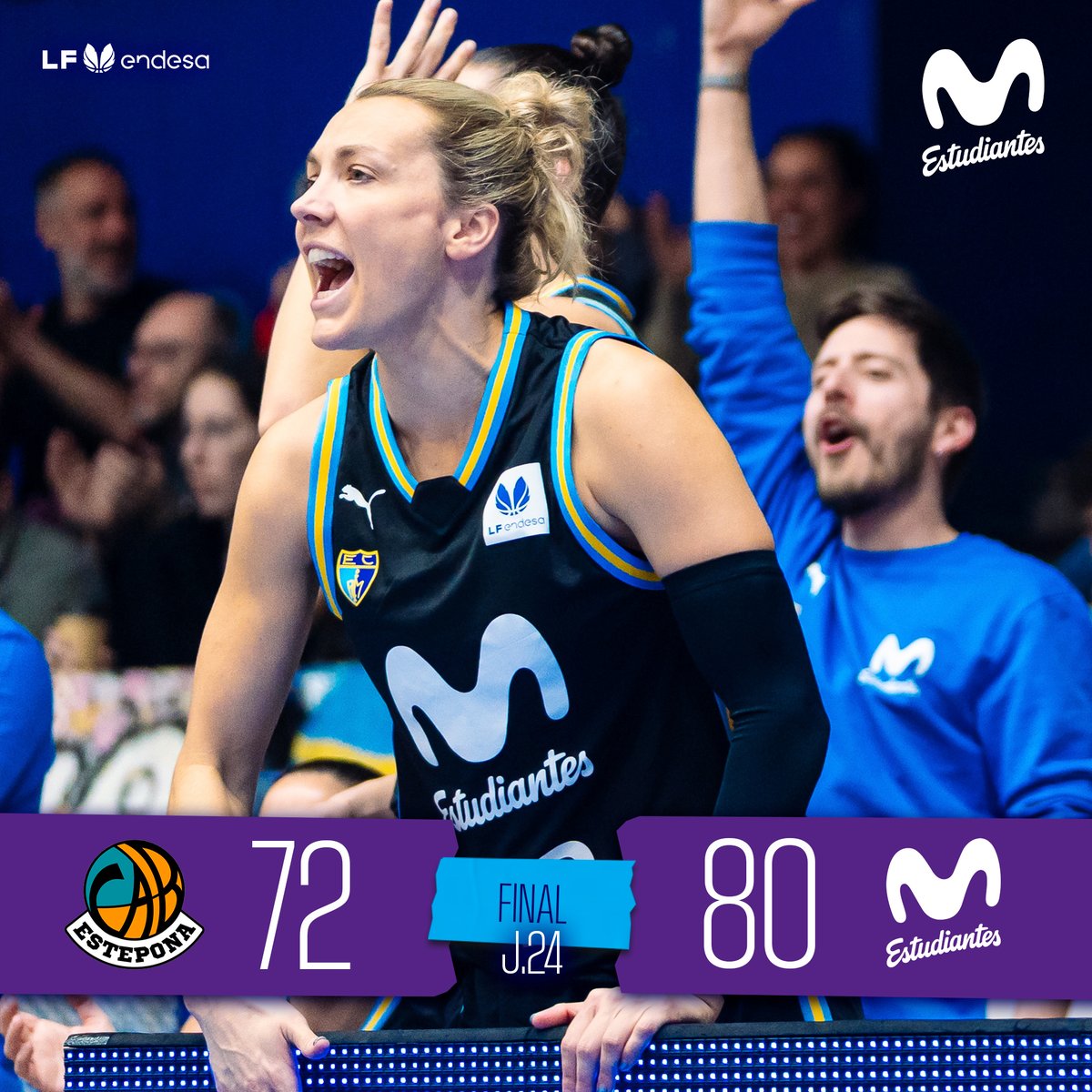 MovistarEstu's tweet photo. FINAL: ¡y llegó la sexta seguida! 🔥🖤

#LFEndesa #MovistarEstudiantes https://t.co/U2uYNSptVO
