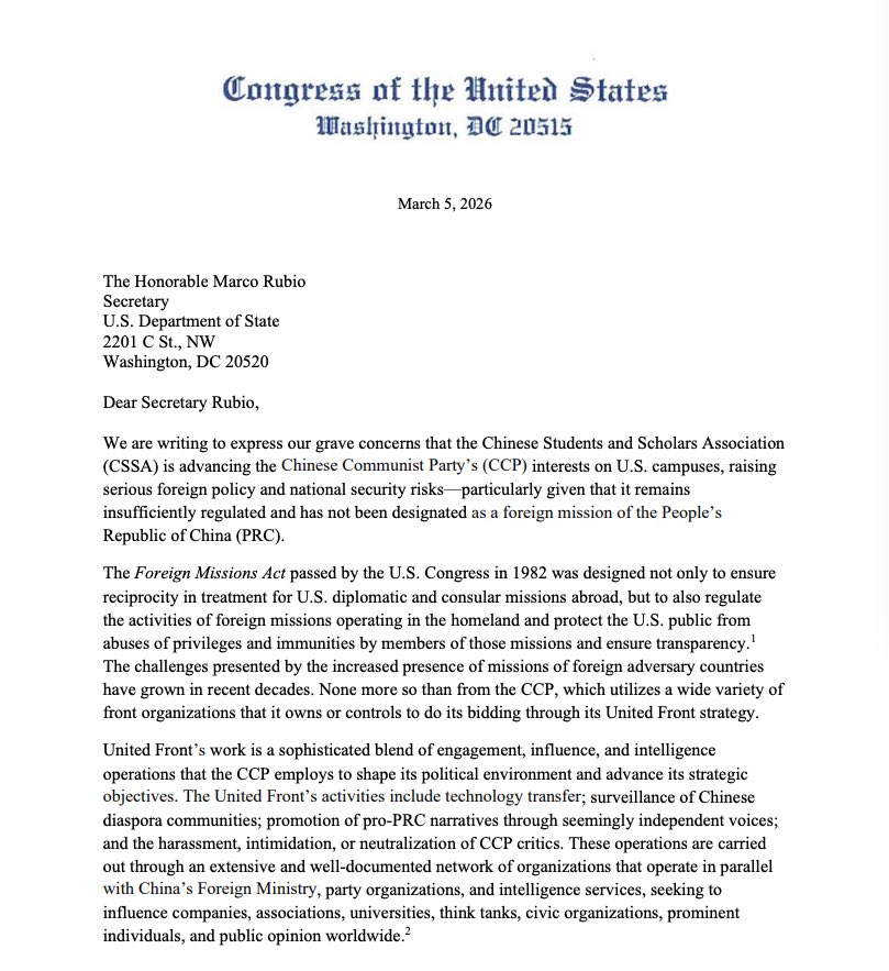 FuFuLaiLe_'s tweet photo. 🚨 昨日，美国国会多名领导人呼吁国务卿 Marco Rubio 将 #中国学生学者联谊会（#CSSA）认定为中国共产党的“外国使团”。

这些组织的领导层由指定产生，成员需宣誓效忠，并受到中国领事馆的控制。相关指控还包括：盗窃、打压异见、袭击、骚扰以及从事间谍活动。

#CSSA 被指是 #中共的代理组织。👇 https://t.co/4Uvad0NQtO
