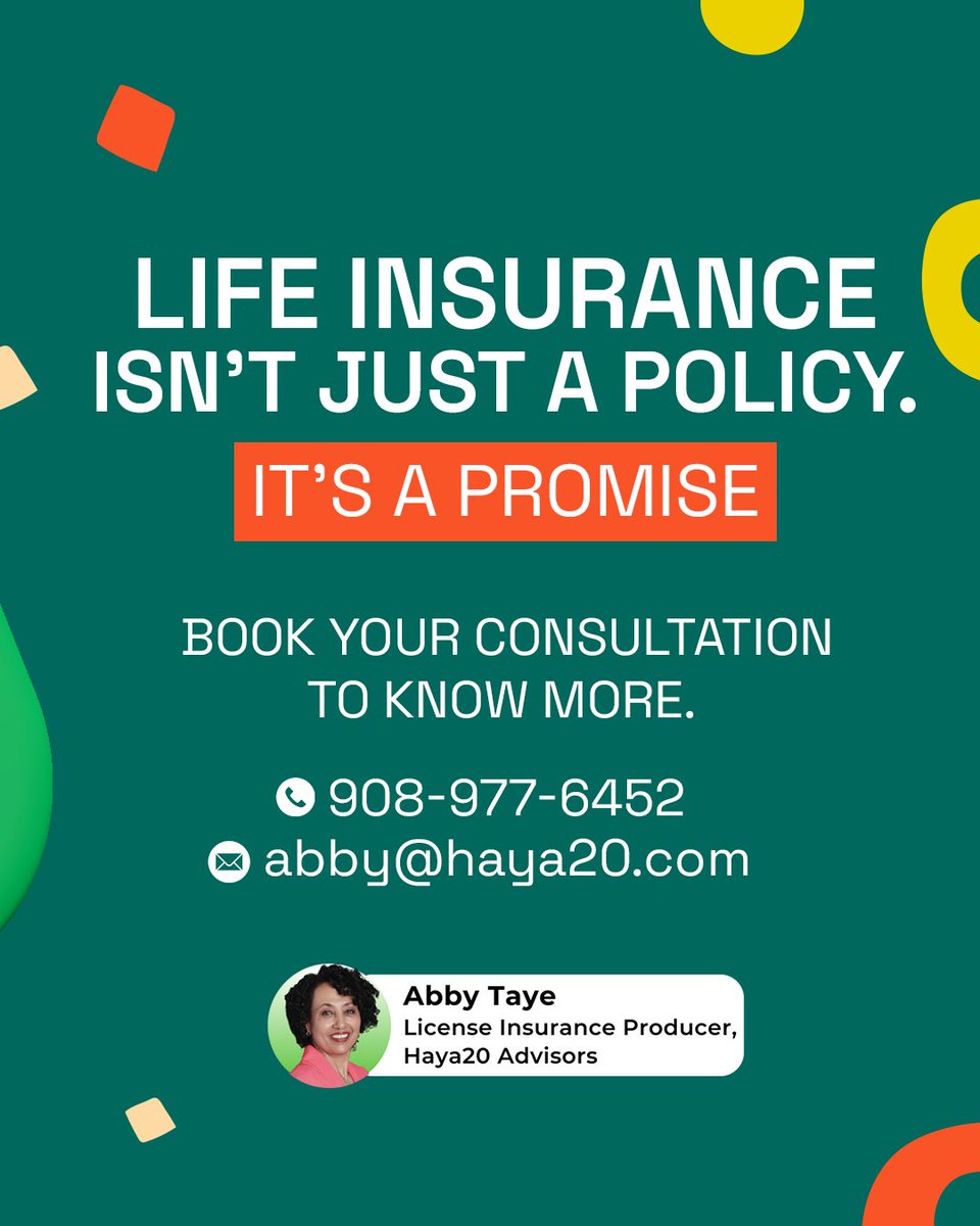 Haya20Advisors's tweet image. What would happen to your family if your income suddenly stopped? 
 
Connect with Abby Taye from Haya20 Advisors to explore life insurance strategies.
Call 908-977-6452 or email abby@haya20.com
 
#Haya20Advisors #LifeInsurancePlanning #FamilyProtection #FinancialSecurity
