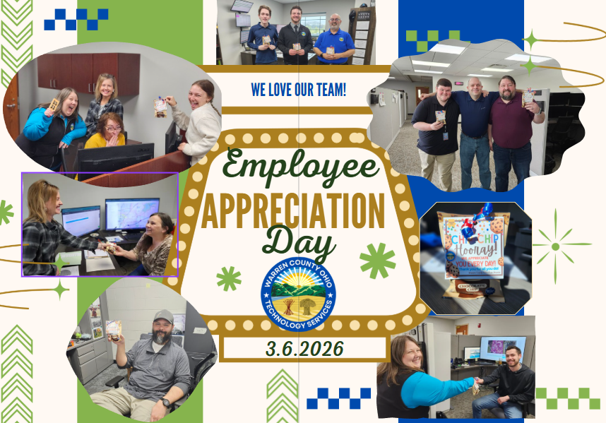 WCTS_OH's tweet photo. "Today is #EmployeeAppreciationDay, and we’re giving a HUGE shout-out to the incredible team at Warren County Technology Services!
We are so proud of the innovation and technical excellence you bring to Warren County. Thank you for all you do! #WCTS #WarrenCountyOH https://t.co/FtQPLr48JR
