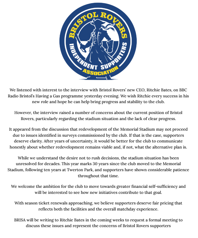 Bristol Rovers Independent Supporters Association tweet media