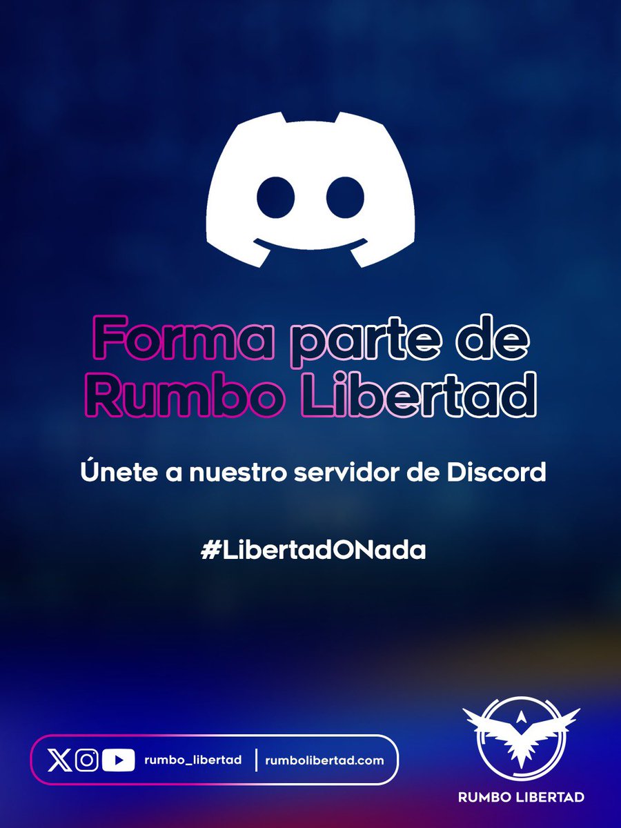 Si quieres formar parte de <a href="/Rumbo_Libertad/">Rumbo Libertad</a> puedes: 

1) Entrar en el servidor de Discord dando click en este enlace 👇🏼

discord.gg/VYNMpVtqq

2) o puedes completar este formulario de acceso y registro. 

docs.google.com/forms/d/e/1FAI…

🔵 En el servidor de Discord podrás participar