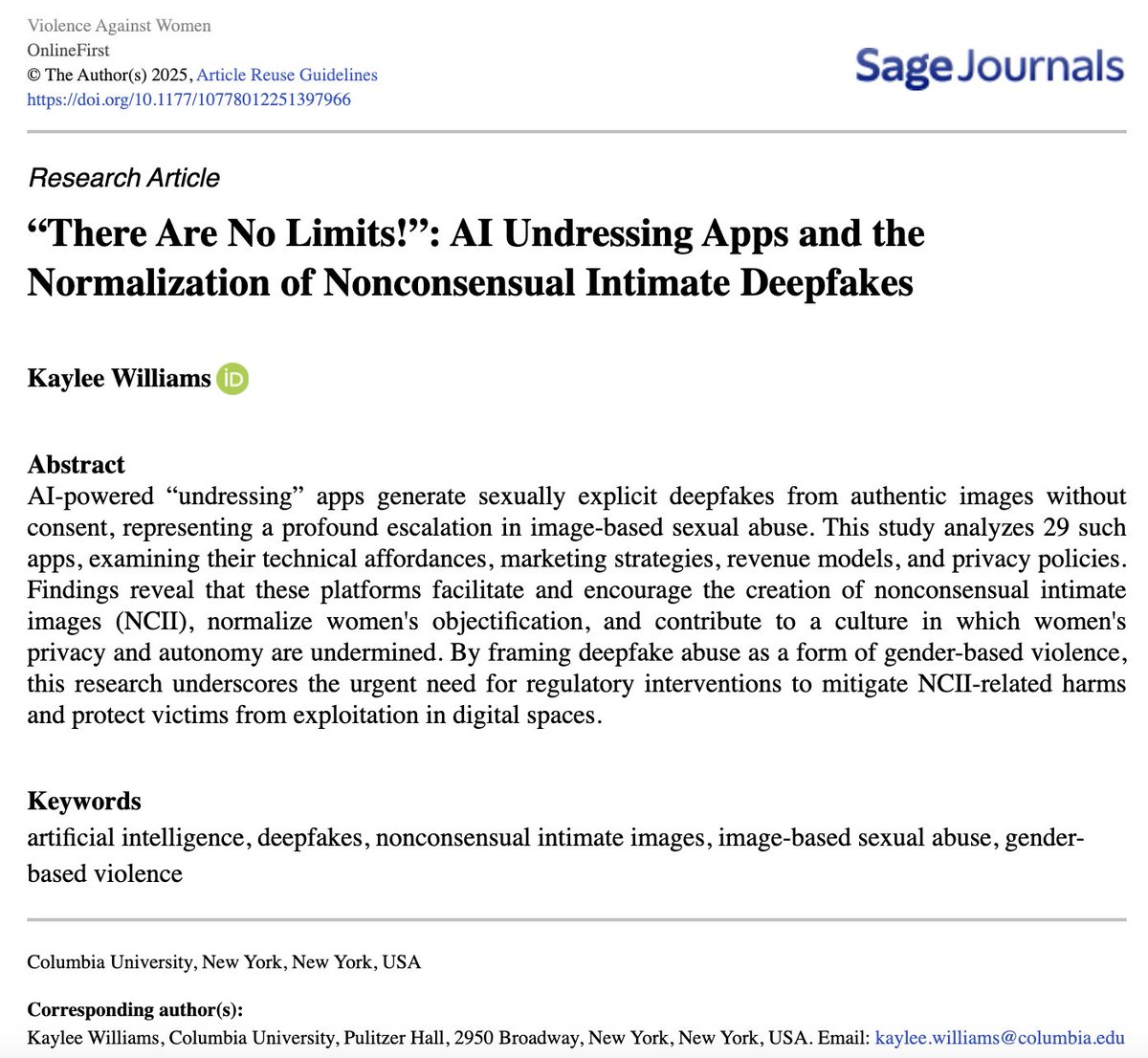 Violence Against Women Journal tweet media