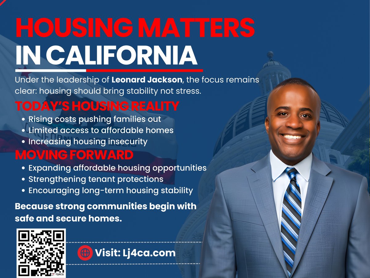 leonard10's tweet photo. Under Leonard Jackson's leadership, we’re tackling housing costs, expanding affordable homes, and enhancing tenant protections in California. Stronger housing policies lead to stronger communities.  
#CaliforniaHousing #AffordableHousing #HousingForAll https://t.co/Bv0symrMjN