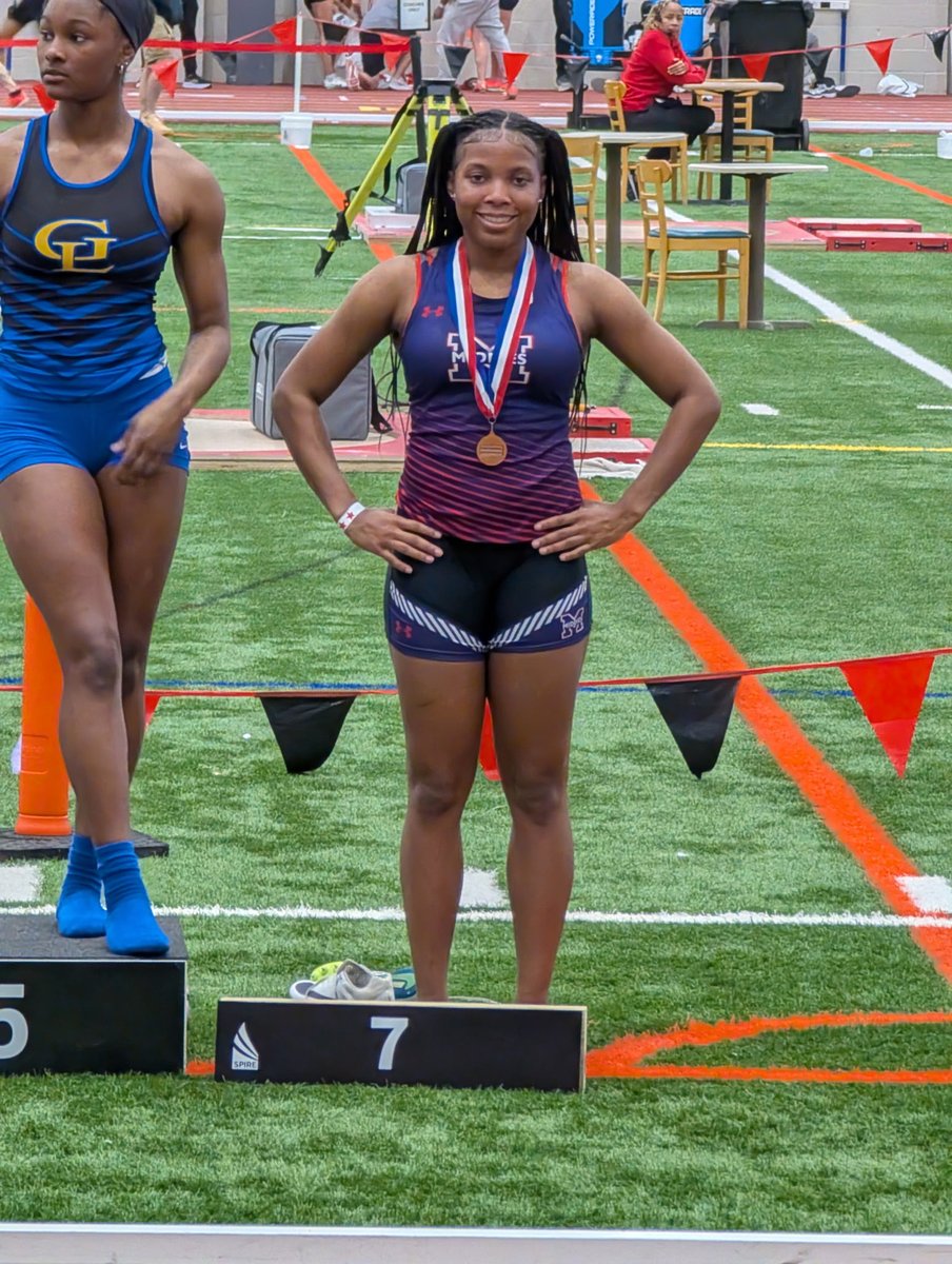 midtownmiddies's tweet photo. PODIUM PIC! Congratulations to Jada Wallace on finishing in 7th place in the 60m Hurdles at the 2026 Indoor Track &amp; Field State Championships! #Exit32 @gmcsports https://t.co/7un9OD0wDV
