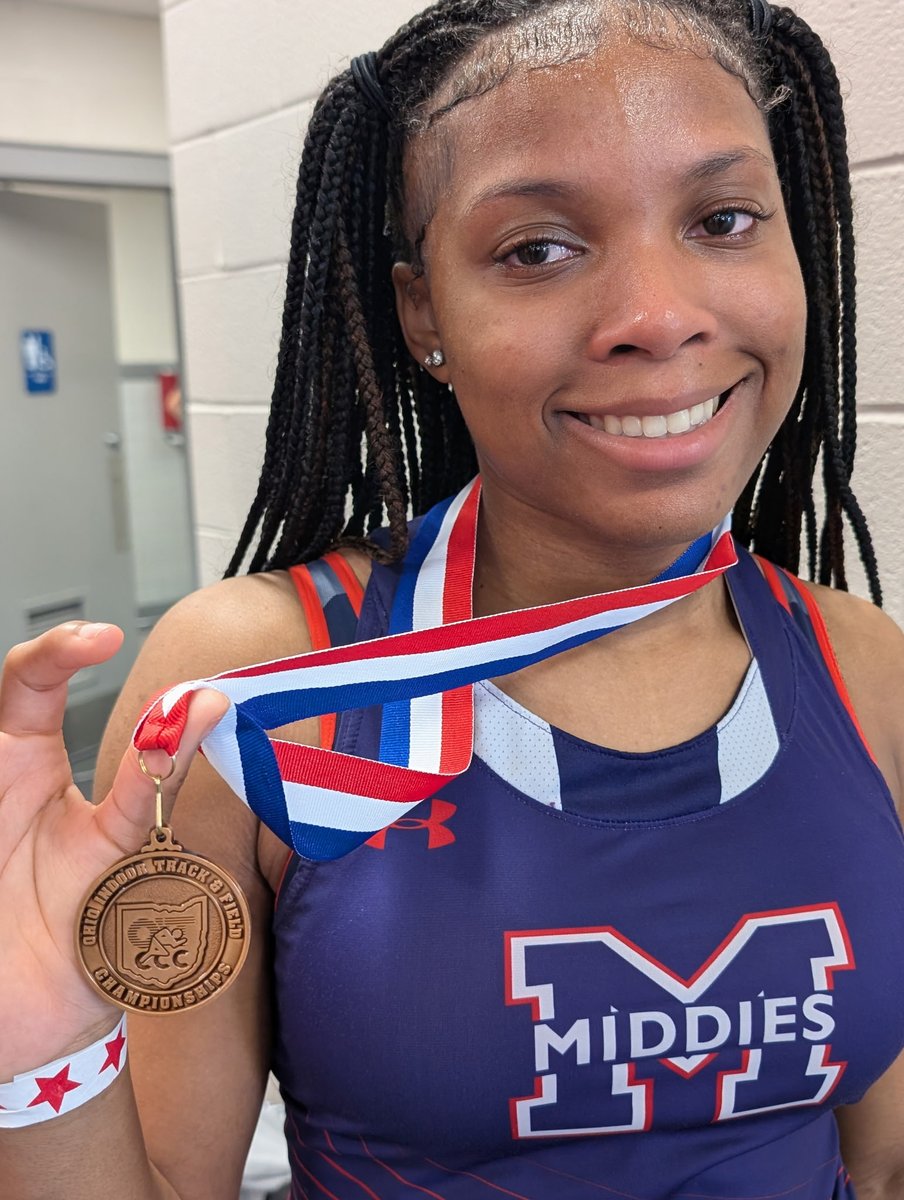 midtownmiddies's tweet photo. PODIUM PIC! Congratulations to Jada Wallace on finishing in 7th place in the 60m Hurdles at the 2026 Indoor Track &amp; Field State Championships! #Exit32 @gmcsports https://t.co/7un9OD0wDV