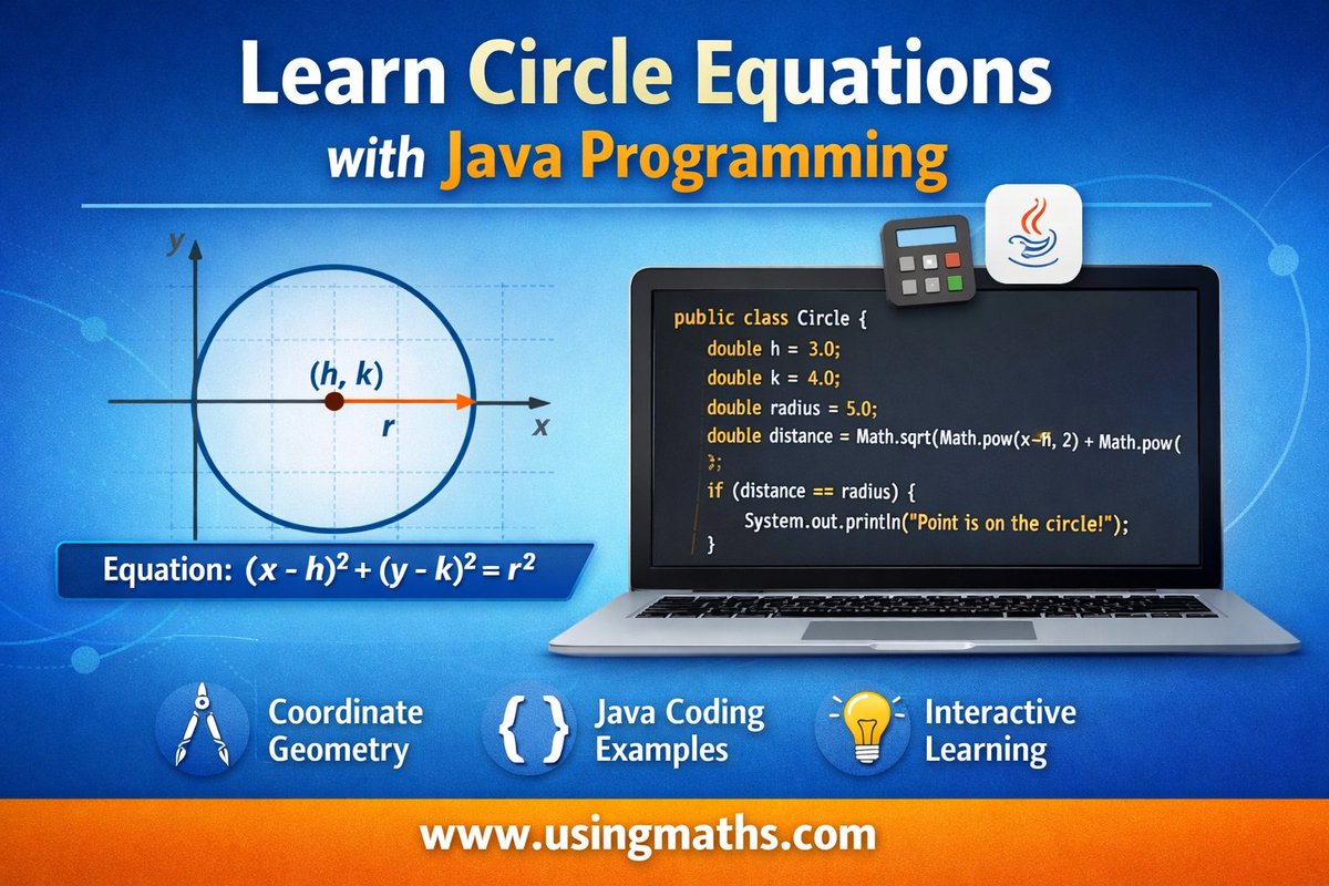 teamUseOfMaths's tweet photo. 📘 Learning **Circle Equations with Java** just got easier!

Great for senior secondary students and educators exploring the connection between **math and programming**.

Explore the guide here:
https://t.co/OTSf2DLTCw

#MathEducation #Java #STEM #CodingForStudents https://t.co/SEXRY51Mhw