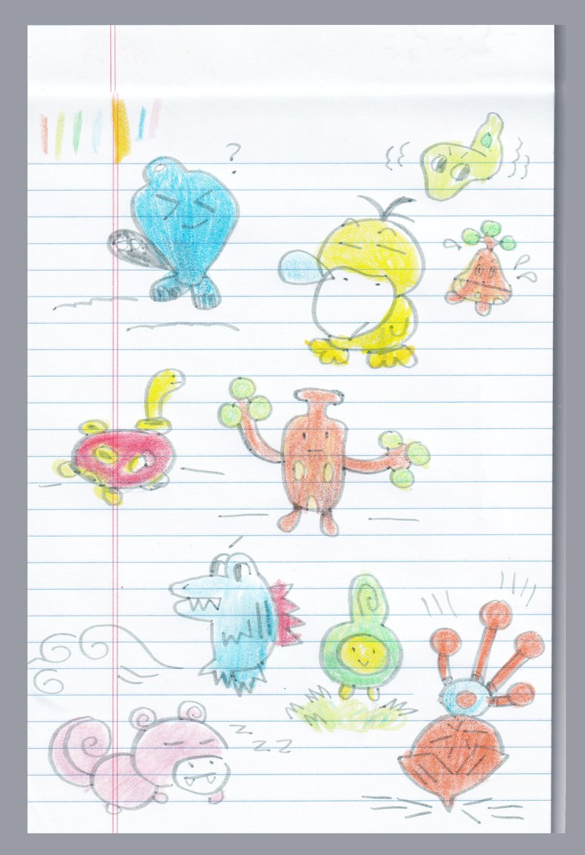 pokemon from memory doodled on a notepad