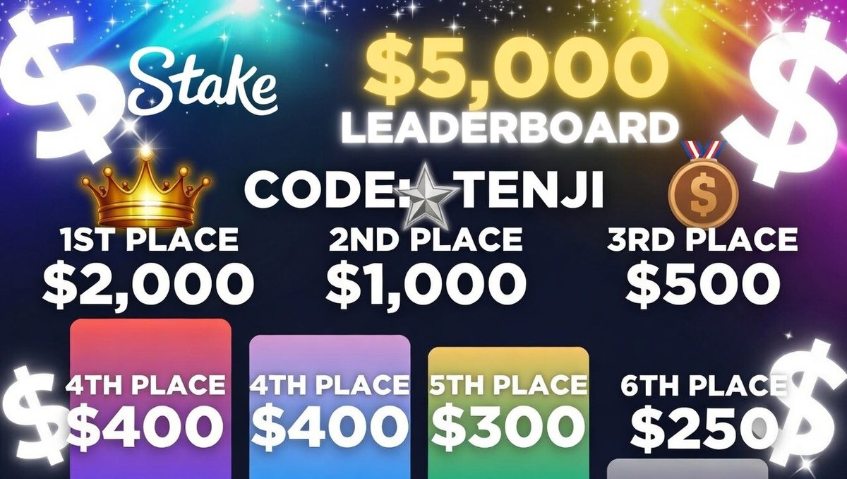 TenjiGambles's tweet photo. $5,000 MARCH STAKE LEADERBOARD ACTIVE AND RUNNING!! 🎉

📷 TOP 10 PLACINGS GET PAID 📷📷!!  

signup - https://t.co/JkWMvYeRqy 
all wagers under code: "TENJI"  on @Stake 
Automatically is counted towards LEADERBOARD WAGERS 📷📷

 like/retweet/comment , 2 winner for $25 💥💣 https://t.co/AlCKdJFvmL