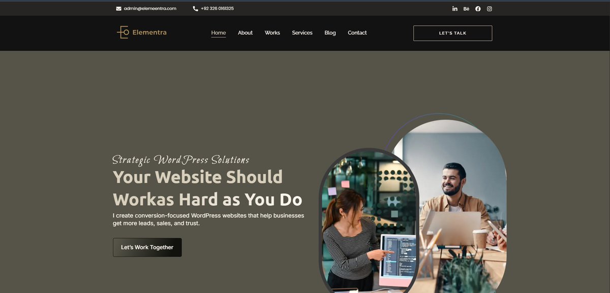 🚀 My Portfolio Website Just Got a Fresh New Look!
🌐 Check it out:  elemeentra.com I’d really appreciate your feedback. If you notice anything that could be improved, feel free to share your suggestions.
#WordPress #WebDeveloper #PortfolioWebsite #Freelancer #WebDesign