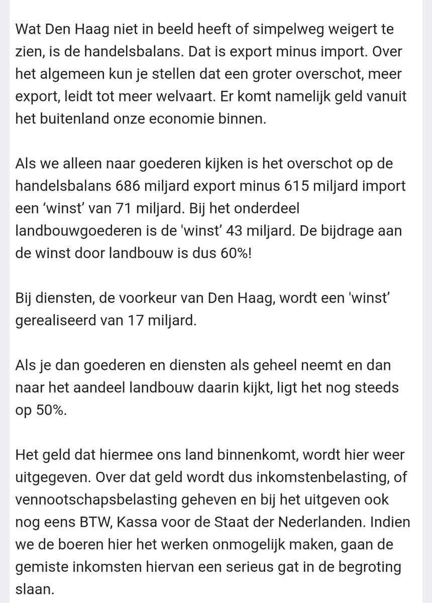 bartjanoplaat's tweet photo. Naast 600.000 voltijds #banen, een MILJARD per week minder #inkomsten voor de Nederlandse #economie. Als er te weinig boeren over zijn, kan de verwerkende #industrie ook niet meer overleven. /2
#trotsopdeboer https://t.co/4Vpo5nJV1z