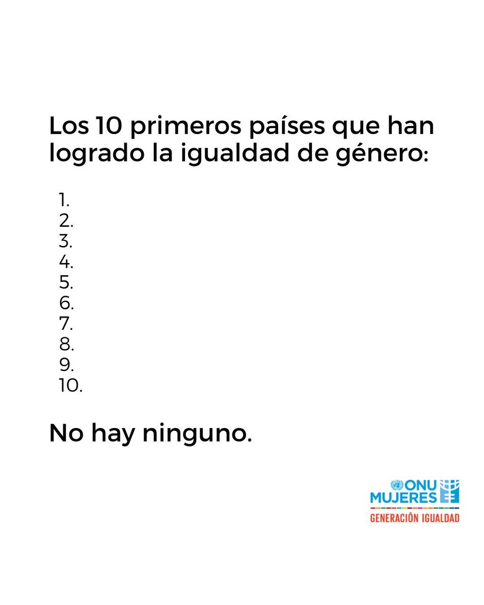 Estamos en 2026 y ningún país ha alcanzado aún la igualdad de género.

Al ritmo actual de progreso, podrían pasar cientos de años antes de que las mujeres y las niñas tengan los mismos derechos y protecciones que los hombres.

La igualdad no puede esperar siglos.
📢 🔄 Dilo alto