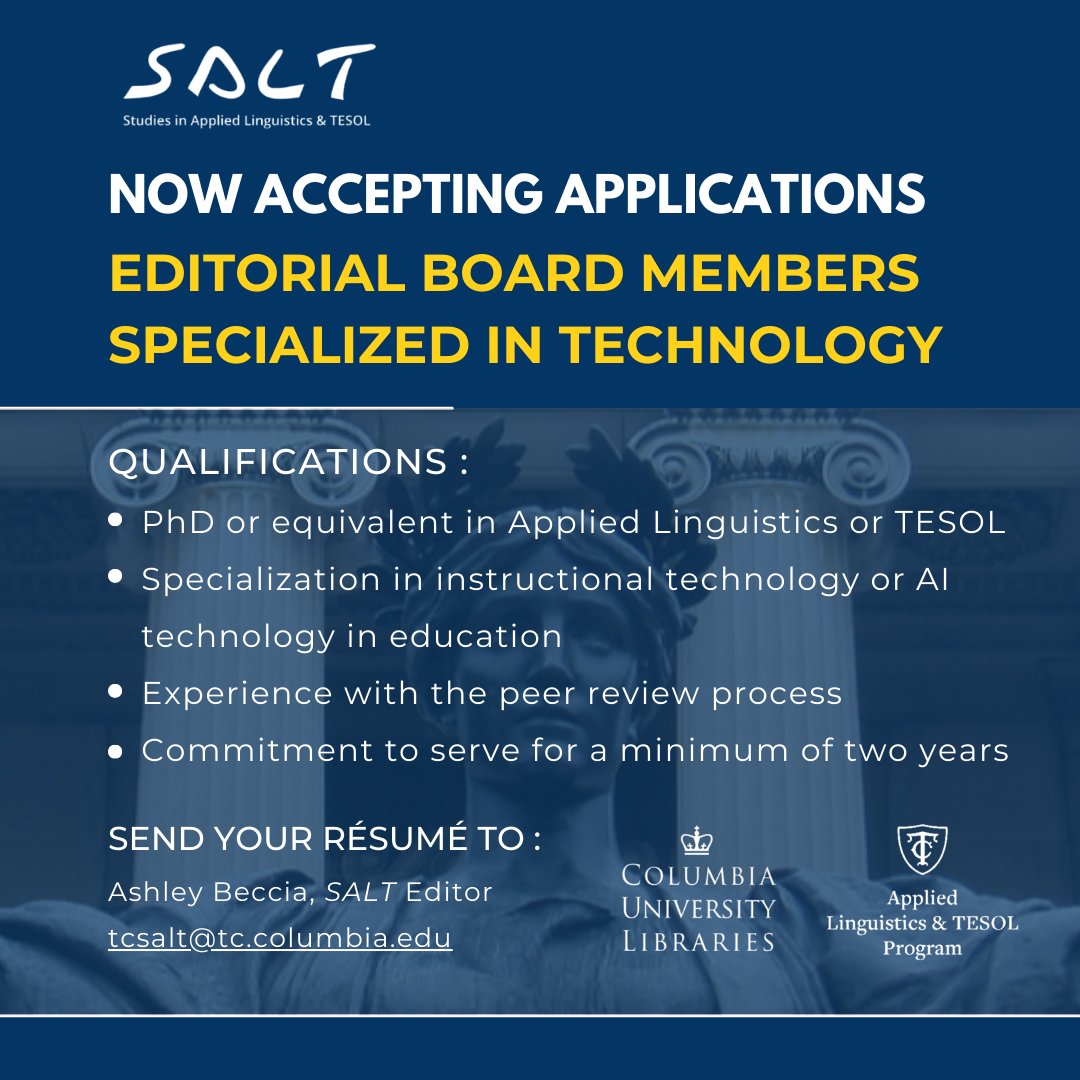 Studies in Applied Linguistics & TESOL tweet media